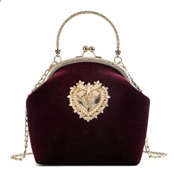 Heart Velvet Handbag