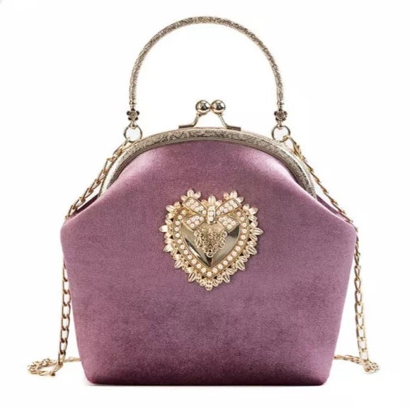 Heart Velvet Handbag