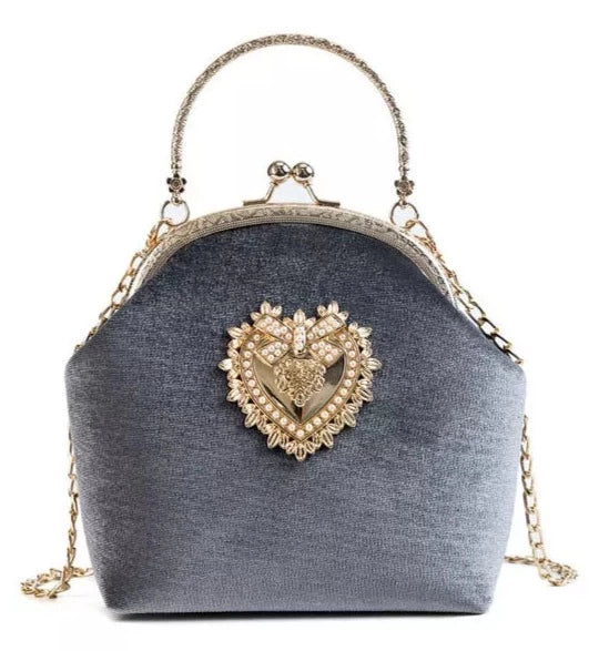 Heart Velvet Handbag