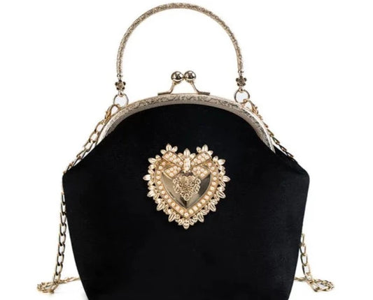 Heart Velvet Handbag