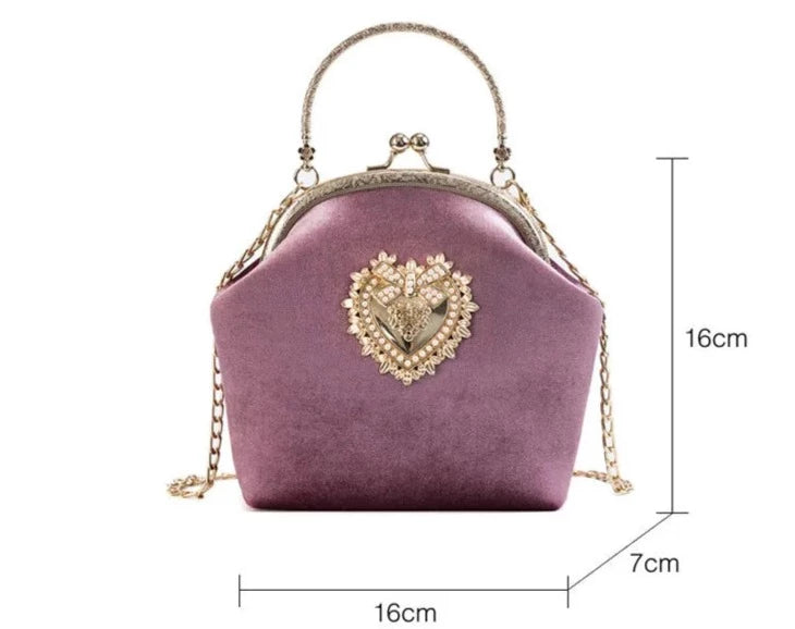 Heart Velvet Handbag