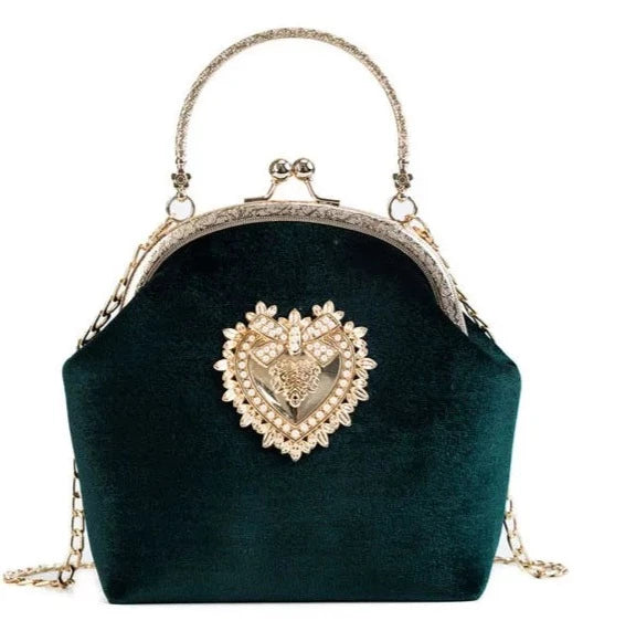 Heart Velvet Handbag