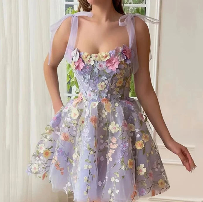 3D Flower Embroidery Dress