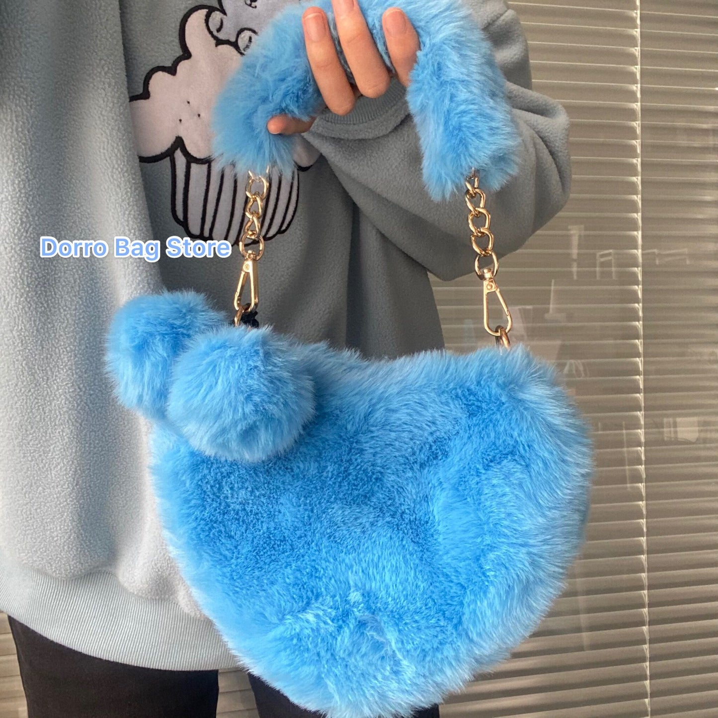 Furry Love Heart Handbag