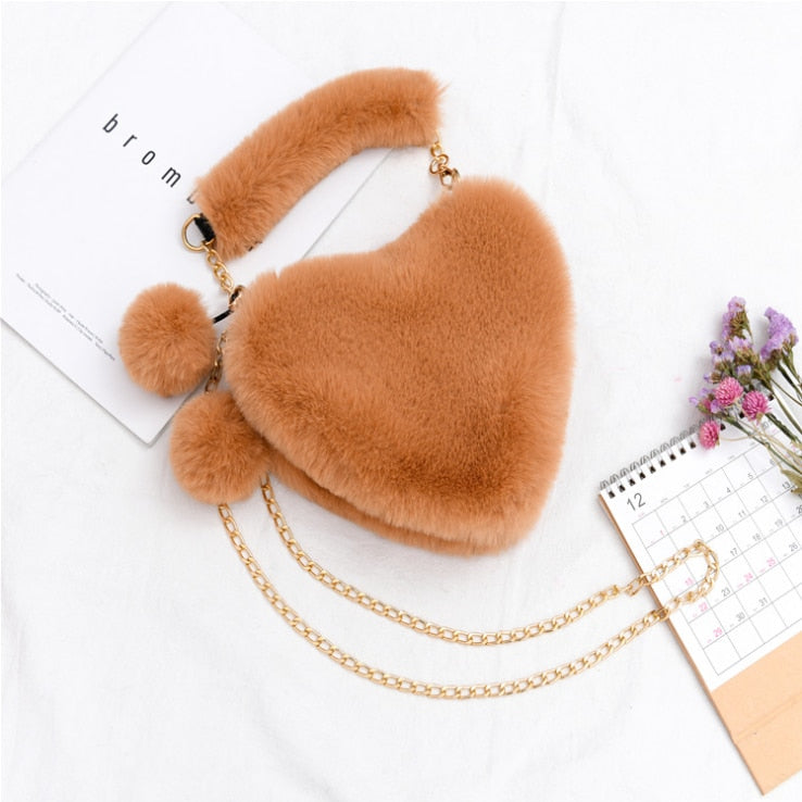 Furry Love Heart Handbag