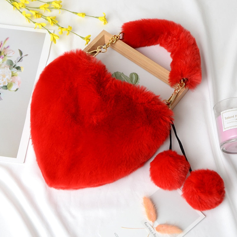 Furry Love Heart Handbag