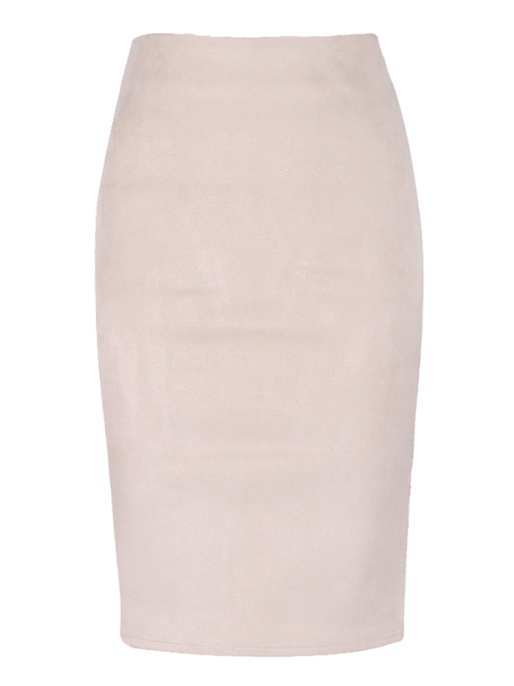 Suede Midi Pencil Skirt