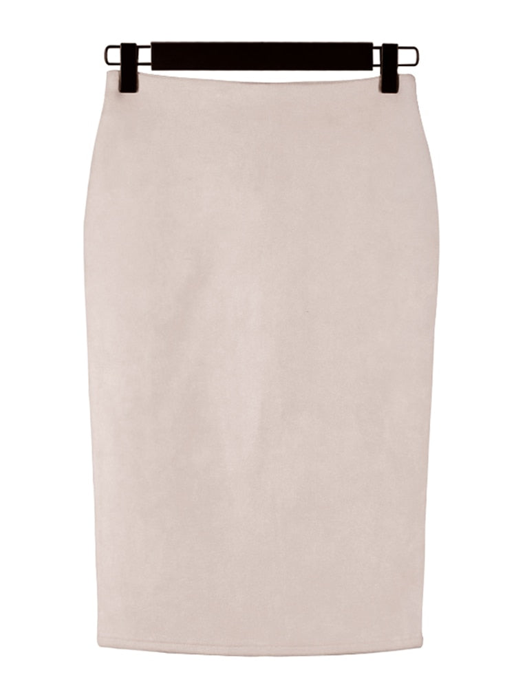 Suede Midi Pencil Skirt