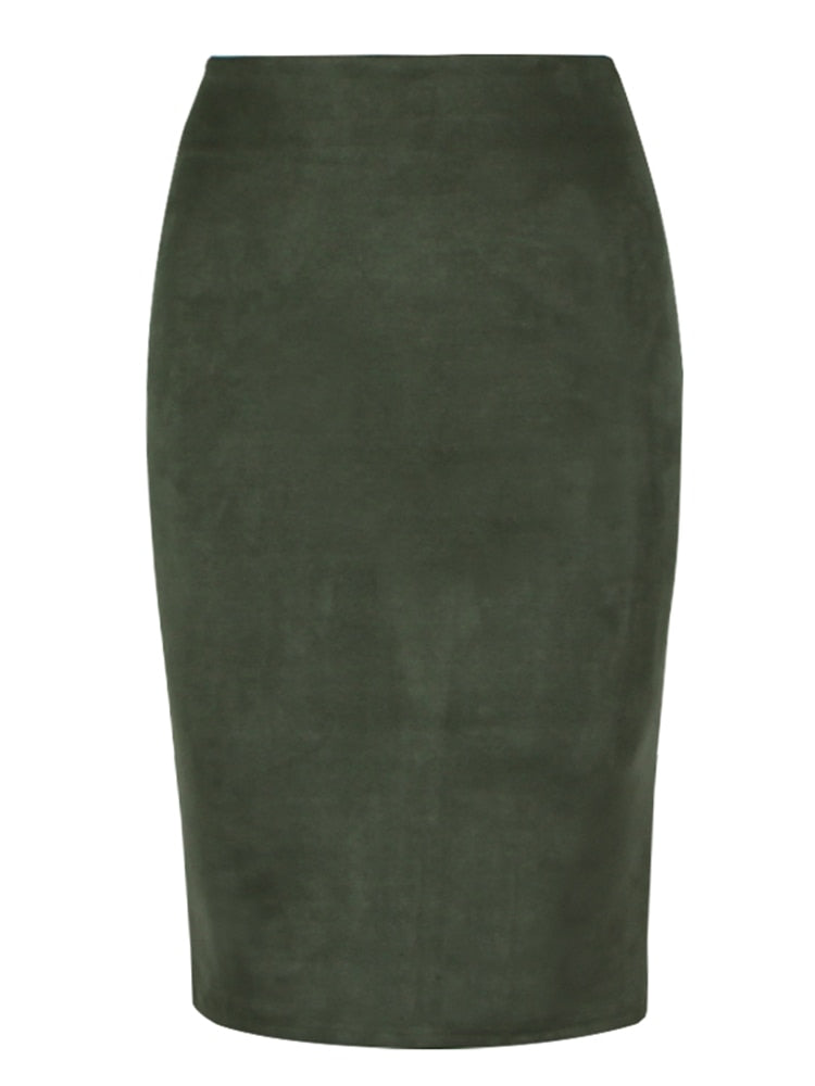 Suede Midi Pencil Skirt