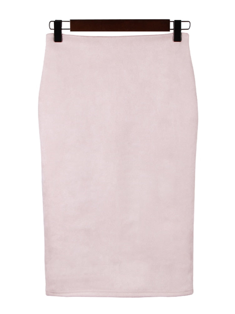 Suede Midi Pencil Skirt