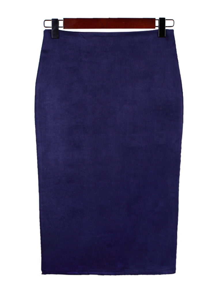 Suede Midi Pencil Skirt