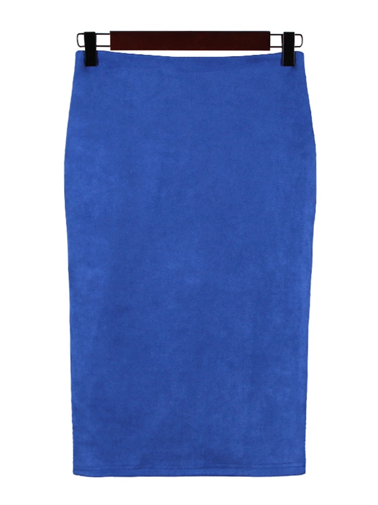 Suede Midi Pencil Skirt