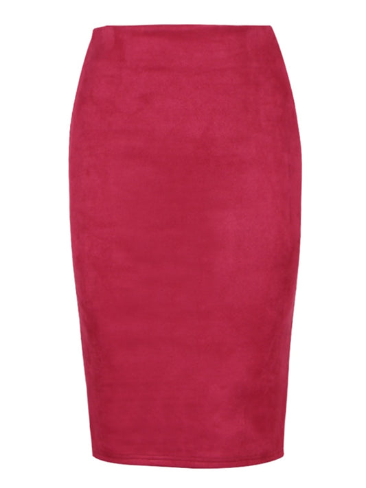 Suede Midi Pencil Skirt