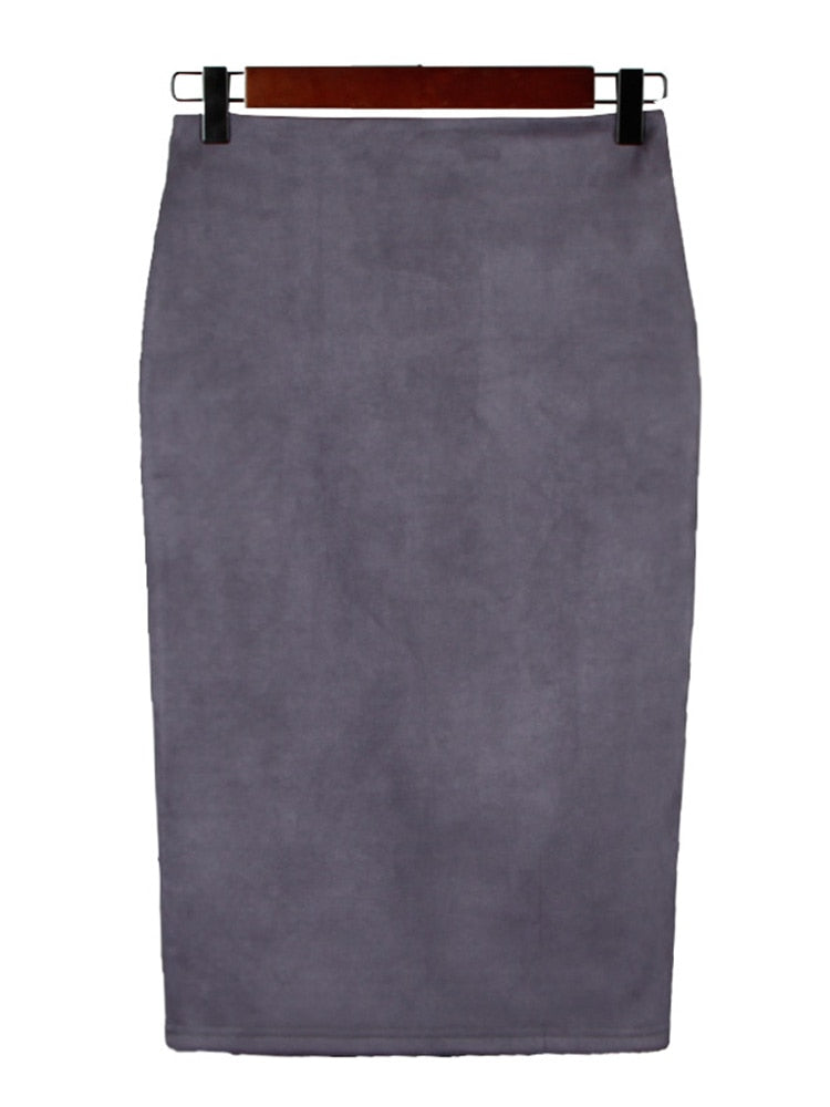 Suede Midi Pencil Skirt