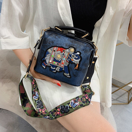 Embroidery Elephant Handbag