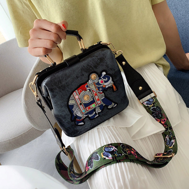 Embroidery Elephant Handbag