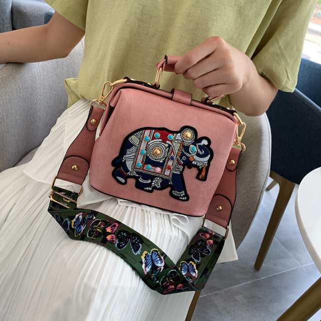 Embroidery Elephant Handbag