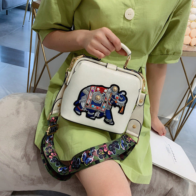 Embroidery Elephant Handbag