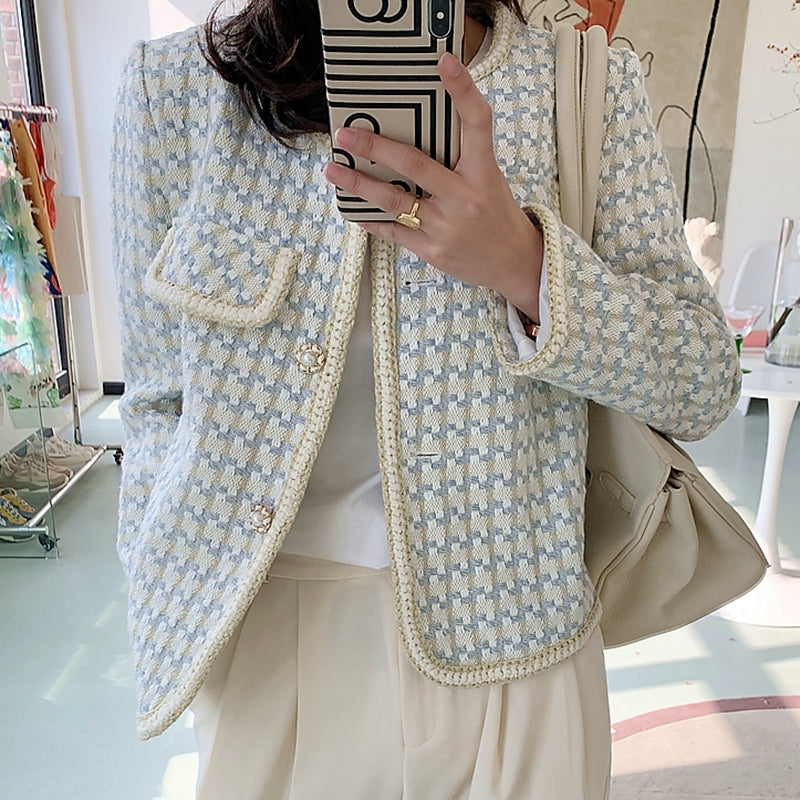 Light Blue Houndstooth Jacket