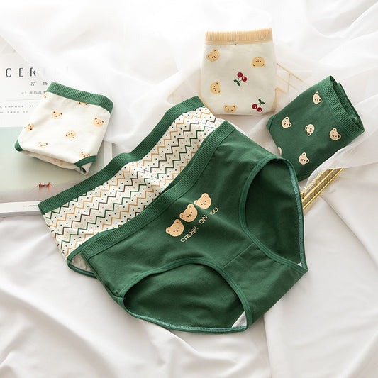 Green And White Cotton Underwear