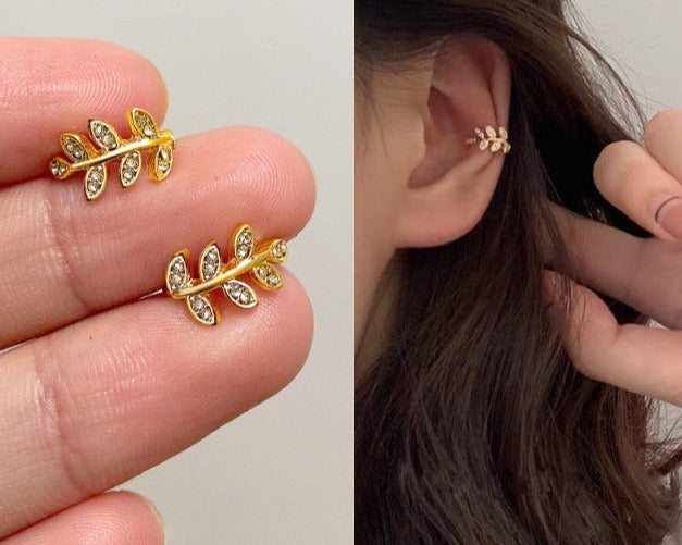 Bohemian Imitation Gold Leaves Ear cuffs