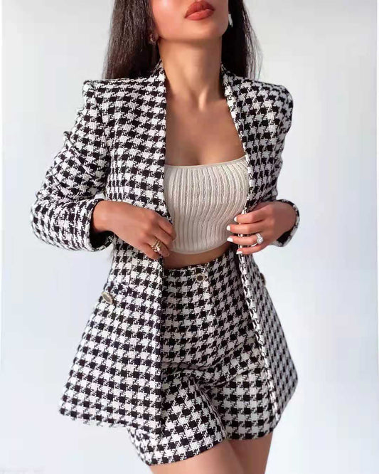 Houndstooth Blazer And Shorts