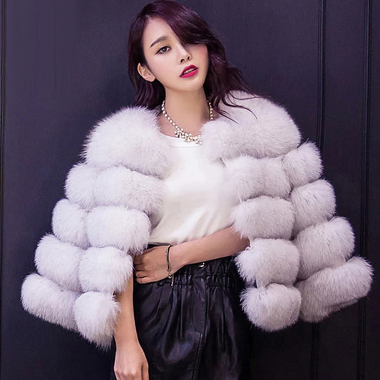 Fluffy Artificial Fox Fur Coat