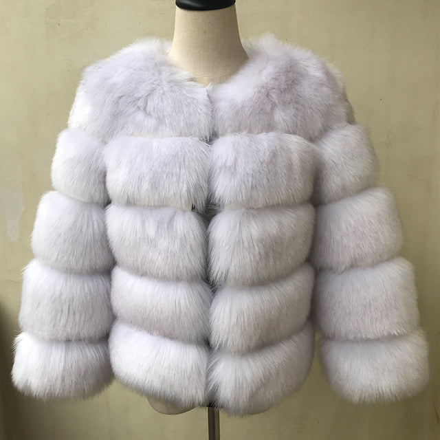 Fluffy Artificial Fox Fur Coat