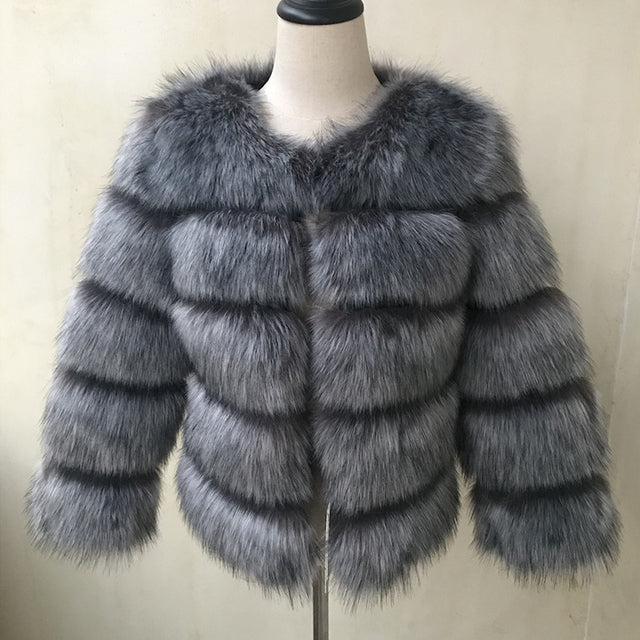 Fluffy Artificial Fox Fur Coat