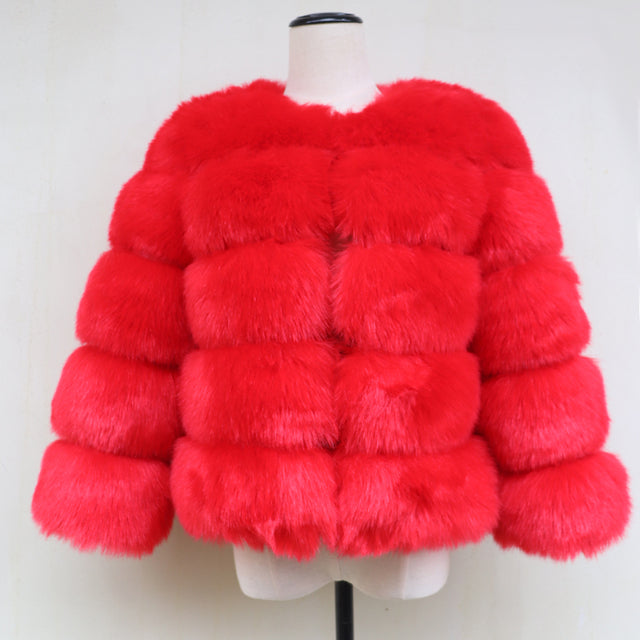 Fluffy Artificial Fox Fur Coat