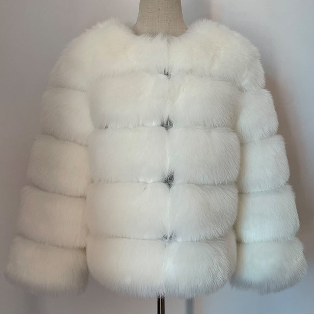 Fluffy Artificial Fox Fur Coat