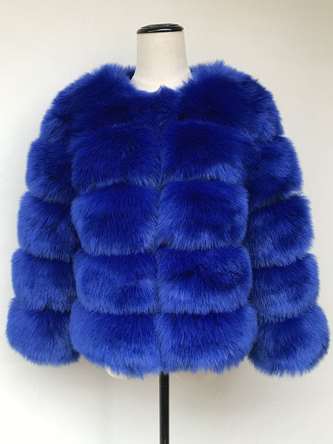 Fluffy Artificial Fox Fur Coat