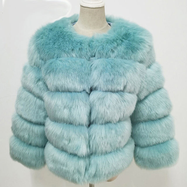 Fluffy Artificial Fox Fur Coat