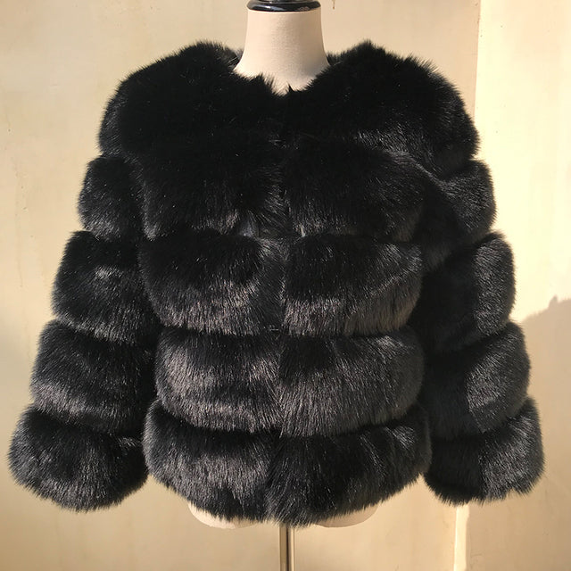 Fluffy Artificial Fox Fur Coat