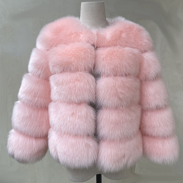 Fluffy Artificial Fox Fur Coat