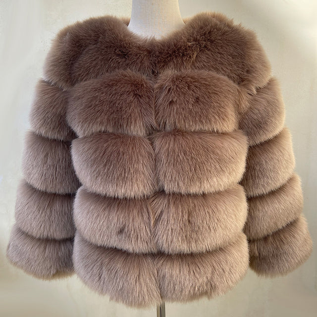 Fluffy Artificial Fox Fur Coat