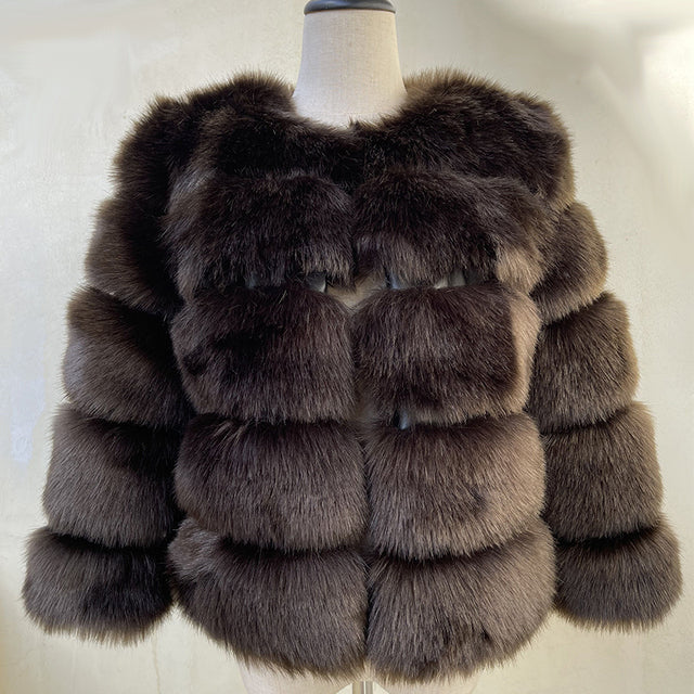 Fluffy Artificial Fox Fur Coat