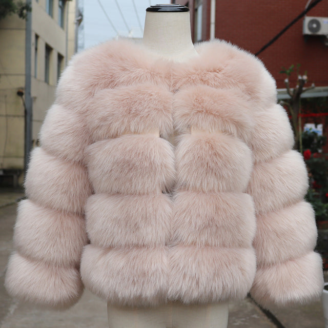 Fluffy Artificial Fox Fur Coat