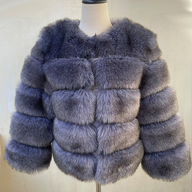 Fluffy Artificial Fox Fur Coat