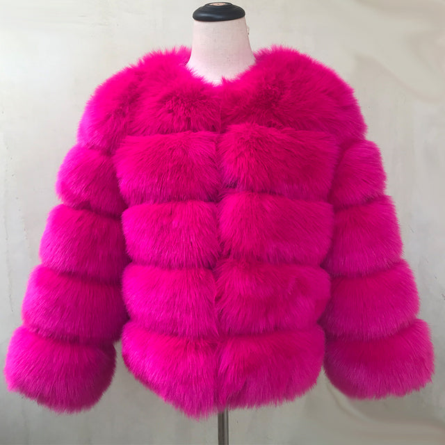 Fluffy Artificial Fox Fur Coat