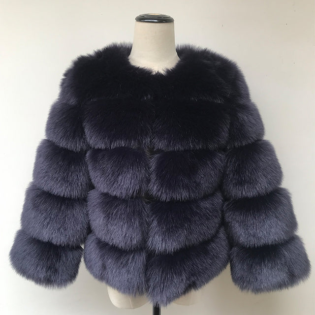 Fluffy Artificial Fox Fur Coat