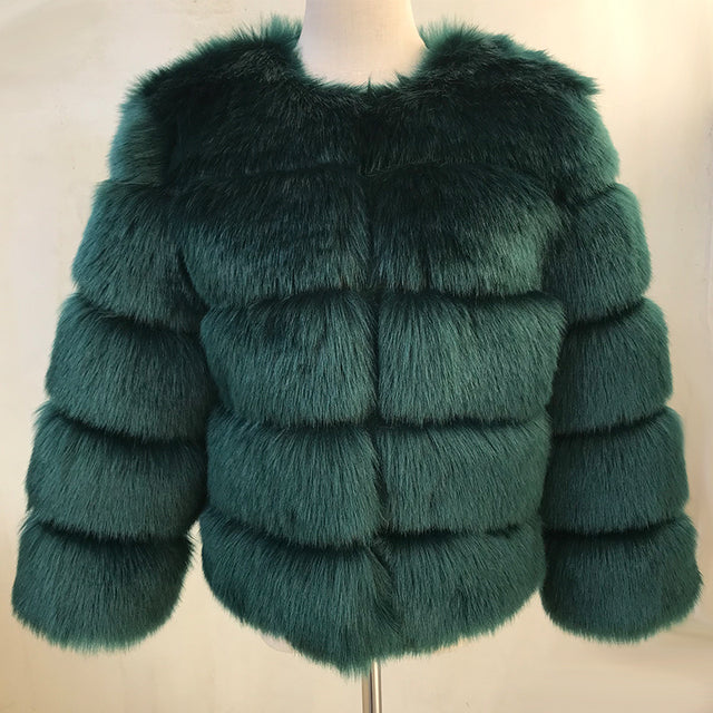 Fluffy Artificial Fox Fur Coat