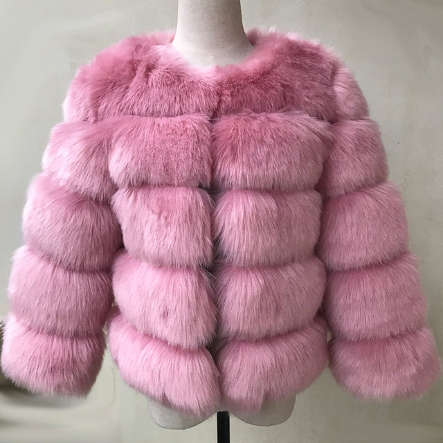 Fluffy Artificial Fox Fur Coat