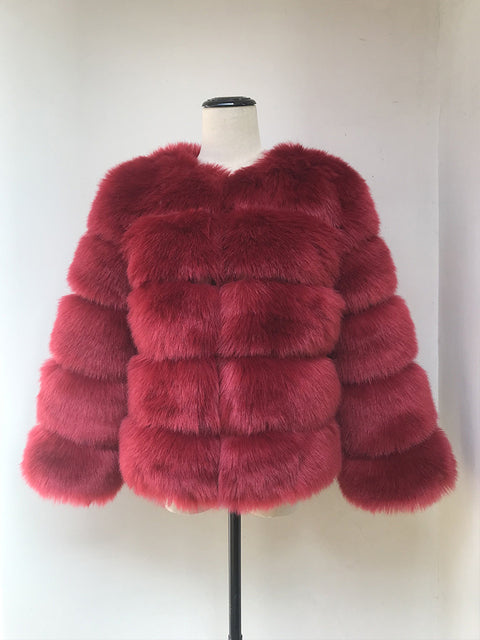 Fluffy Artificial Fox Fur Coat